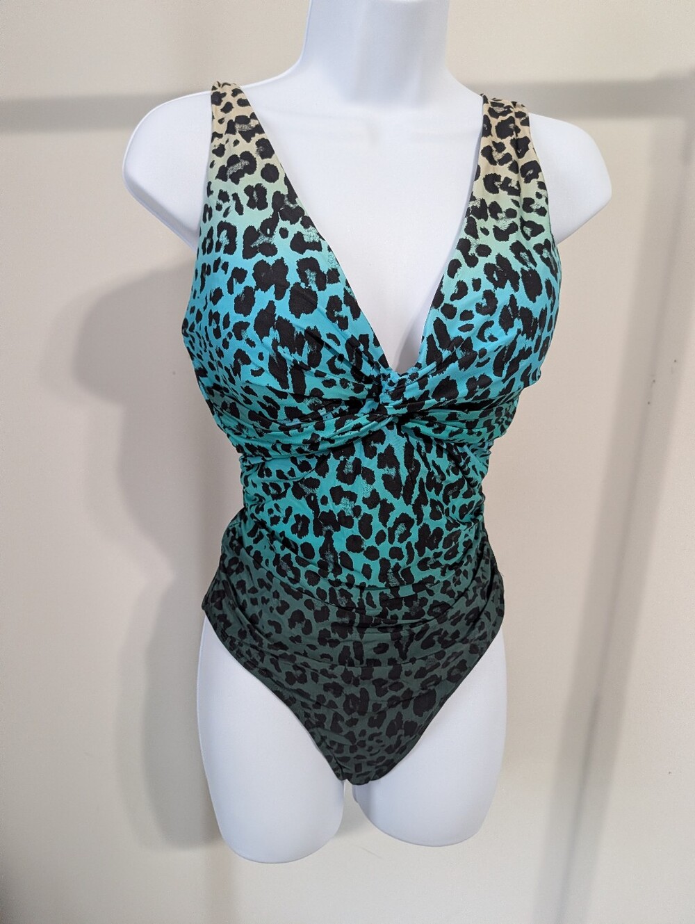 LaBlanca Teal and Tan Ombre Leopard One-Piece Swimsuit